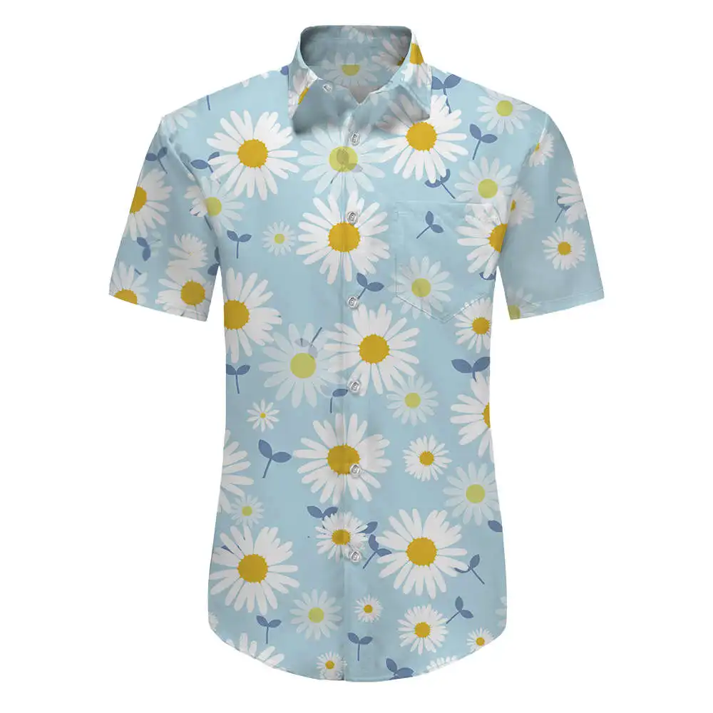 

ort Sve Printed irt Lapel Button Flip Collar Printed Cotton Youth Summer Faion Breathable Moisture ng Zipper Cl...
