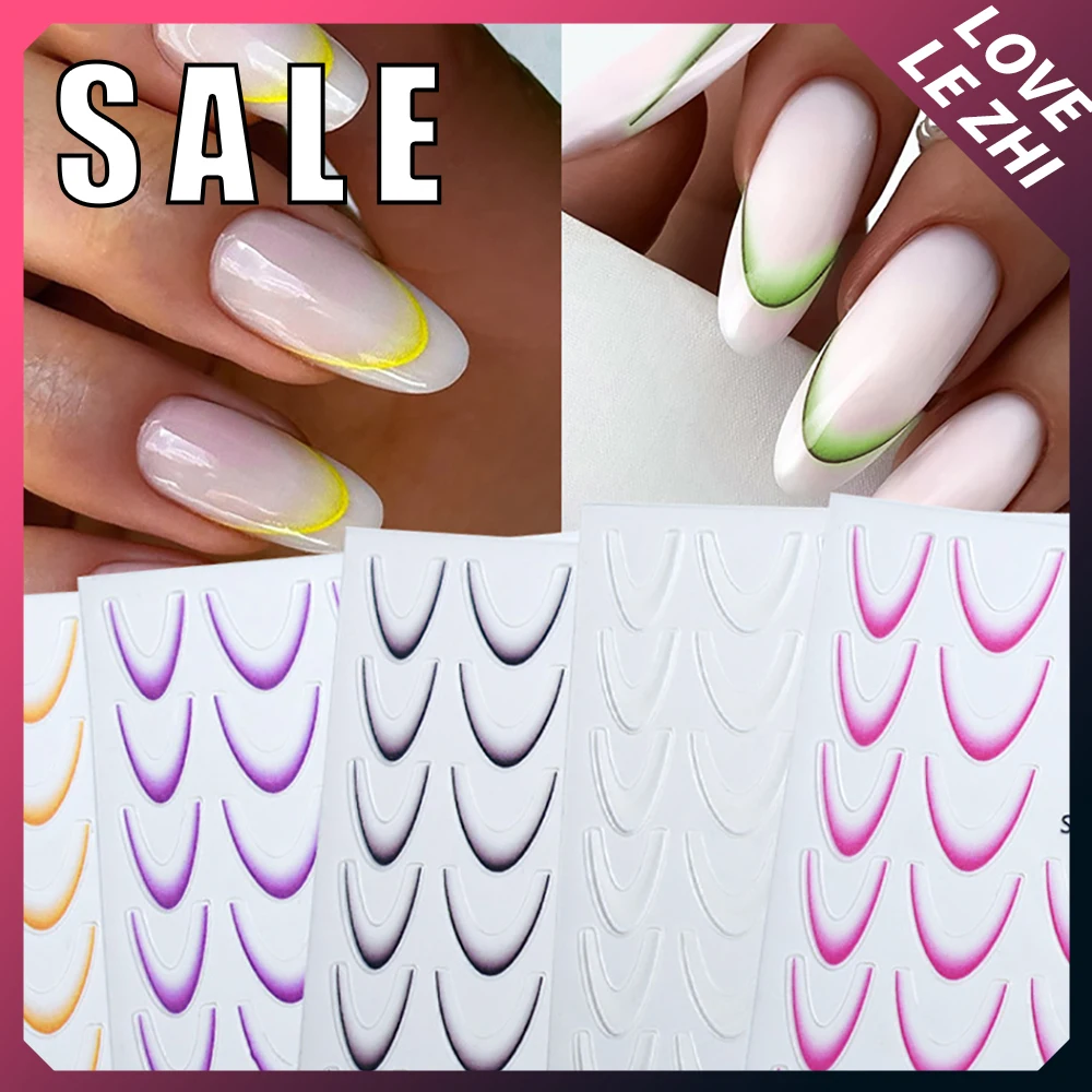 

Gradient French Line Minimalist Style Nail Art Stickers Colorful Self-Adhesive Slider Design Diy Nail Art Decoration Promotion