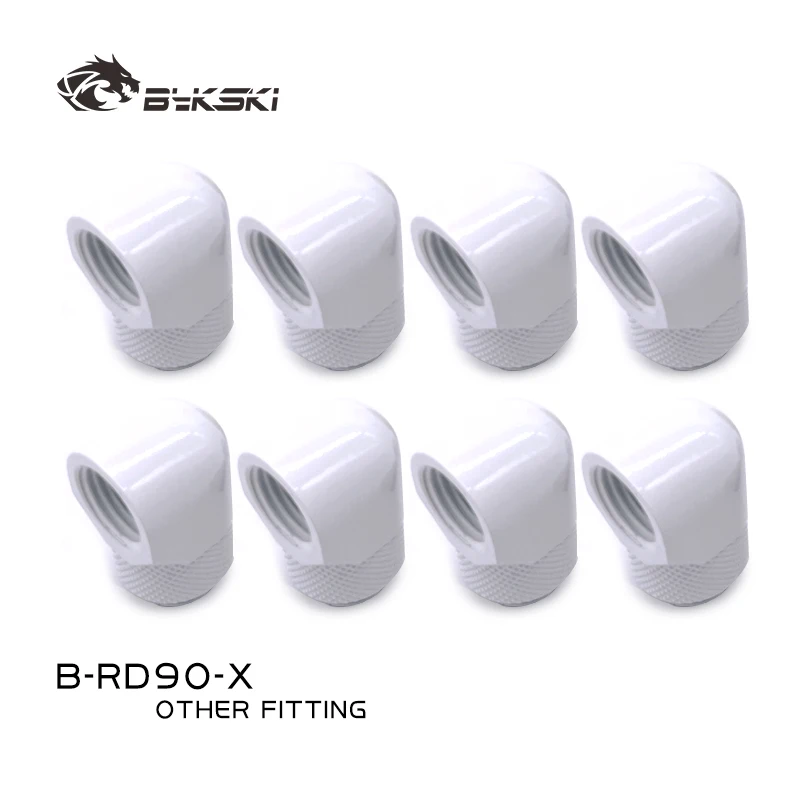

BYKSKI 8/6/4pcs G1/4'' Thread 90 Degree Rotary Fittings Adapter Rotating 90 Degrees Water Cooling Adaptors White black B-RD90-X