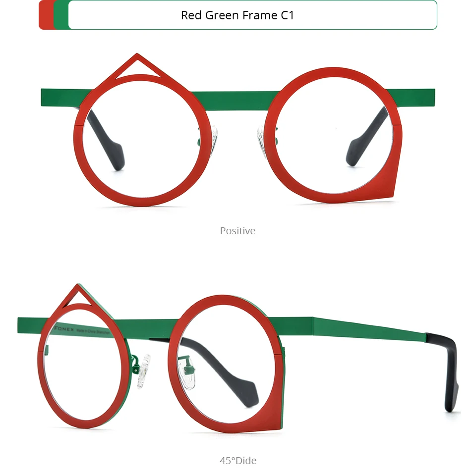 FONEX Reines Titan Brille Rahmen Frauen 2025, Neue Mode Marke Design Unregelmäßige Brillen Männer Ultraleicht Japanische Brillen 85801 – Detail 6