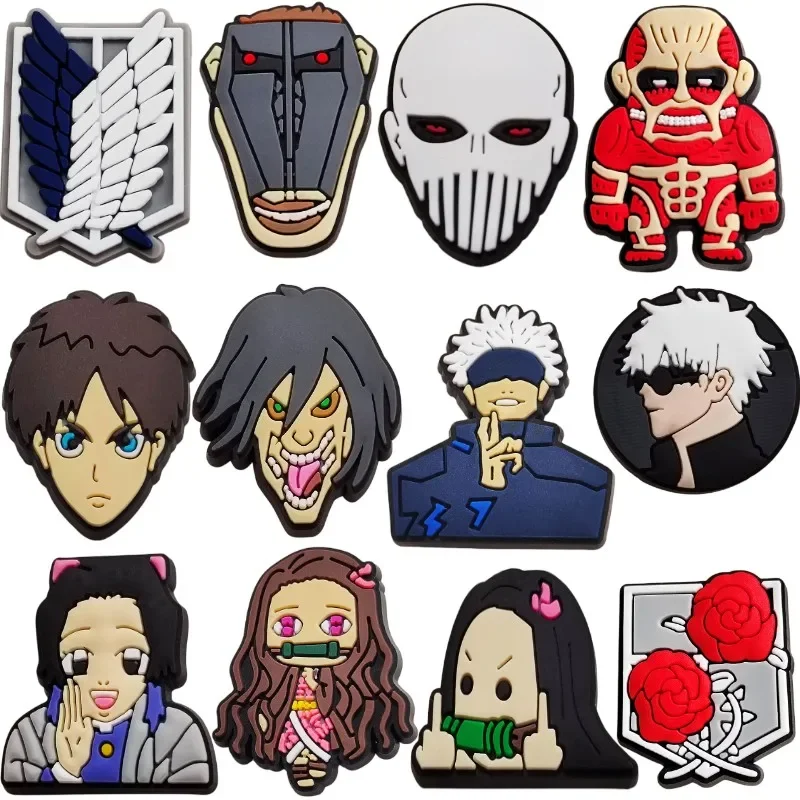 Hot Japan Anime Character PVC Shoe Charms Funny Crayon DIY Cartoon Shoe Accessories Button Decorations Kids Boys Adult Gifts