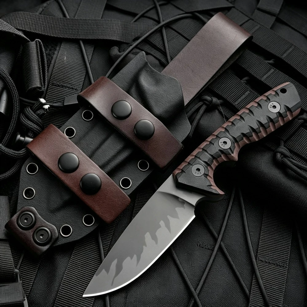 High-quality Steel Fixed Blade, Outdoor Knife, Camping Knife, High-hardness Stainless Steel Integrated Spine with Sheath