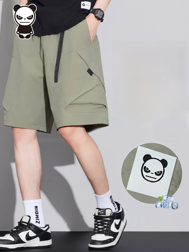 

Hipanda American Workwear Casual orts Men's Summer Thin Loose Five-Point Pants Straight Leg mid Waist Polyester Fiber Cool ...