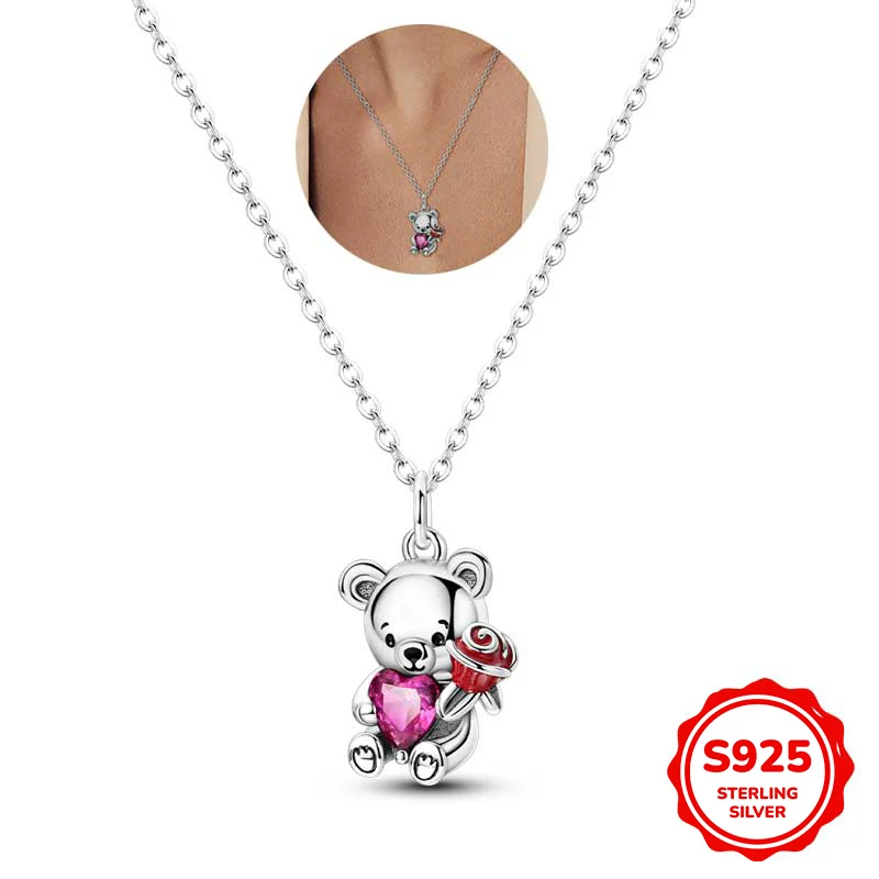 This Brand New 925 Sterling Silver Valentine's Day Collection - Confession Bear Necklace Is Suitable for All Women to Wear and I