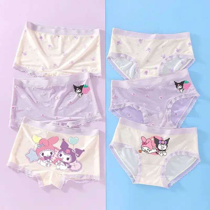 

3Pcs Sweet Kawaii Kuromi Sanrio Anime Ins Mesh Underwear Briefs Cute My Melody Cartoon Baby Boxer Shorts Pants Gifts for Kids