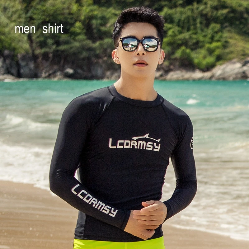 Men Women Two Pieces Long Sleeve Quick Dry Surf Driving T Shirt+Trunks UV Protection WaterProof Lycra Beach Swim Rash Guard