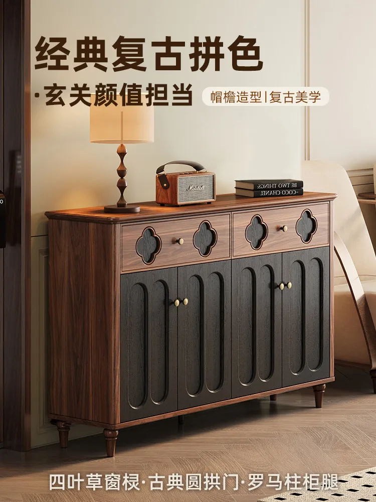 

PYJ medieval household door solid wood frame integrated into the home against the wall entrance shoe cabinet