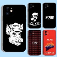 All Cops Are Bastards ACAB 1312 Phone Case For iPhone 16,15,14,13,12,11,XS,XR,X,8,7,Pro,Max,Plus,mini Silicone Black Cover