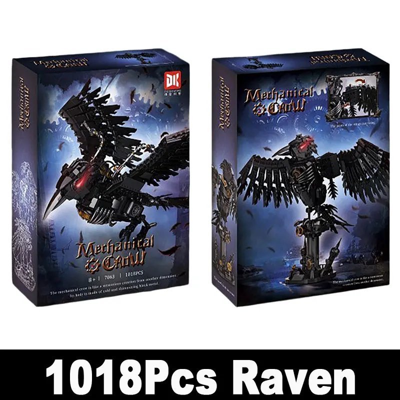 

DK7063 1018Pcs Mechanical Raven Building Blocks Technical Creative Animal Bird Model Bricks DIY Assembly Toys Gift For Kids
