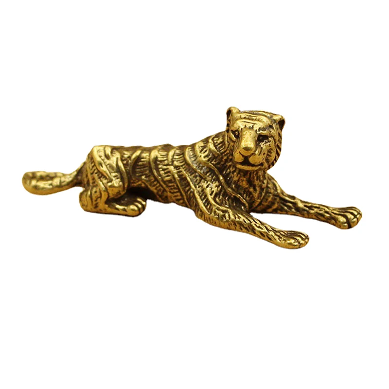 1pc Tiger 3D statua in fusione di ottone Mini figurina in metallo animale decorazioni per la casa 57*17*20mm