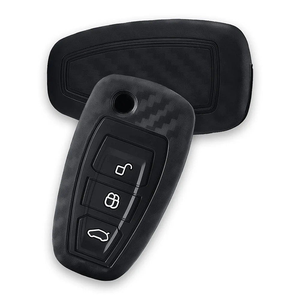 3 Button For Ford Ranger C-Max S-Max Focus MK3 Galaxy Mondeo Transit Tourneo Custom Silicone Car Key Fob Ring Case Cover Holder