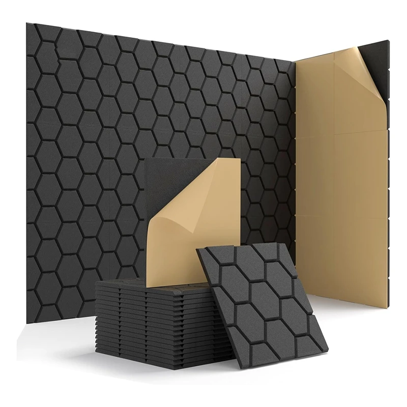 

15 упаковок акустических пенопластовых панелей 12X12X0,4 дюйма, самоклеящаяся звукопоглощающая панель, черная