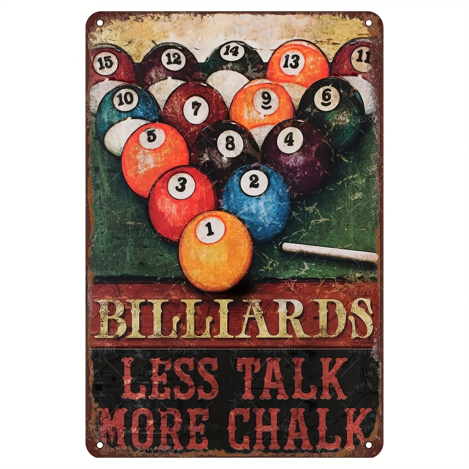 Vintage Billiard Aluminum Wall Plaque - Country Style 