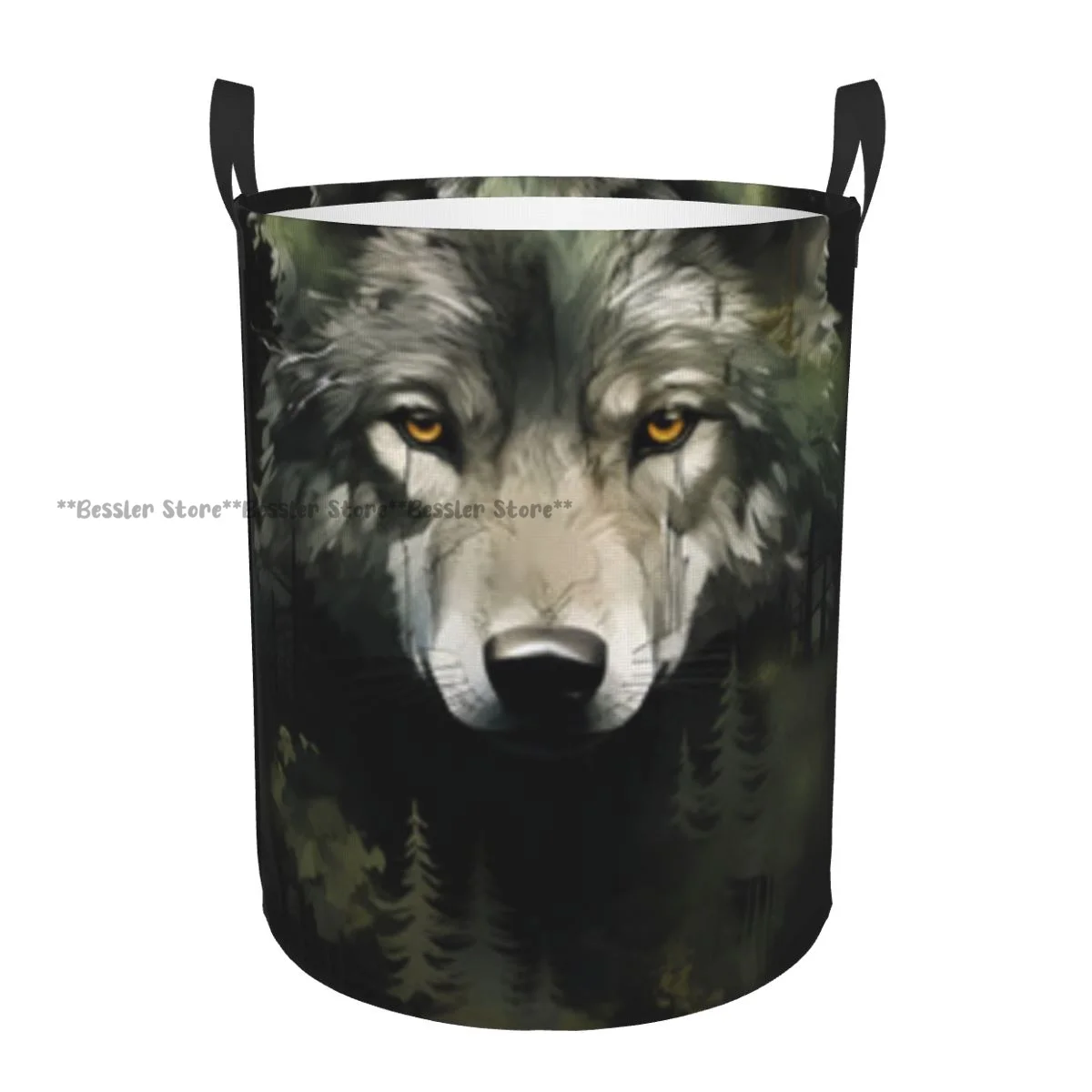 Dirty Laundry Basket Wolf In The Forest Folding Clothing Storage Bucket