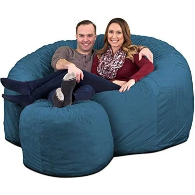 6ft Bean Bag Chair & Footstool, Oversize Bean Bag Chair for Adults, Comfy Chair Bean Bag Couch Lounge Sofa Loveseat Furniture