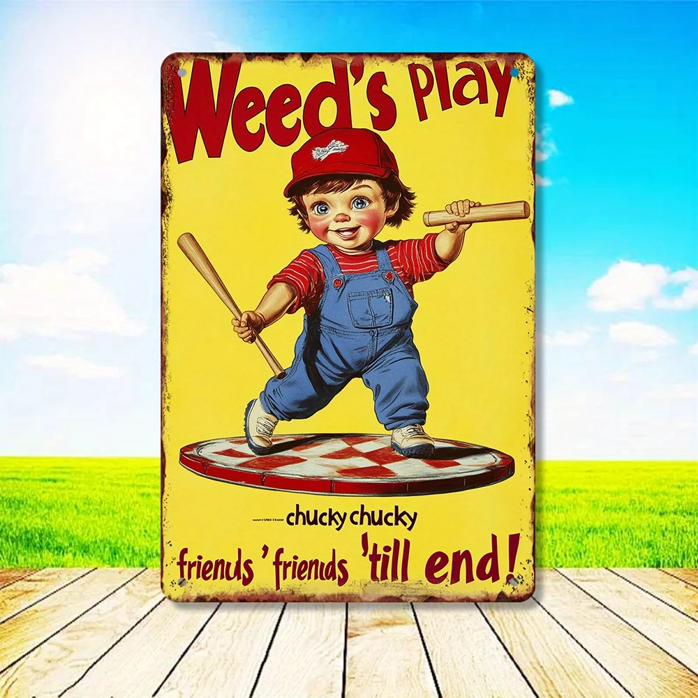 wall decoration ghost Chucky retro metal sign, trendy elements, suitable for home, bedroom, holiday fun wall decoration