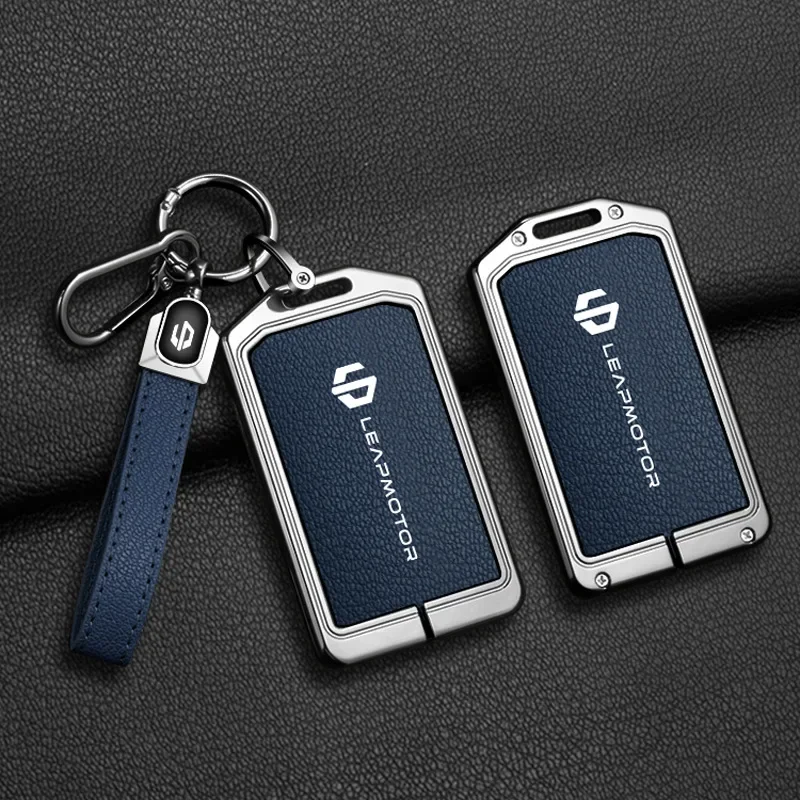 Auto-Zubehör NFC-Karte Zinklegierung Leder Schlüsselhülle Etui Halter Kette für Leapmotor C16 C10 C11 B10 Smart Key Schutzhülle – Detail 4