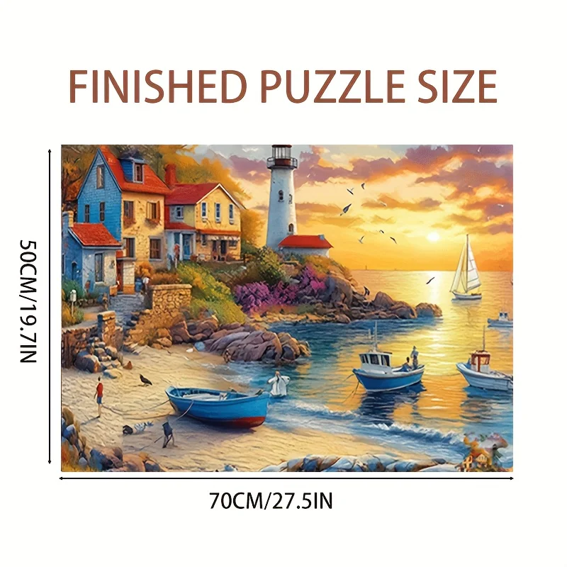 Grote 1000 stuks strand zonsondergang puzzel - stad scène 27,56x19,69 inch papieren puzzel voor volwassenen en gezinnen