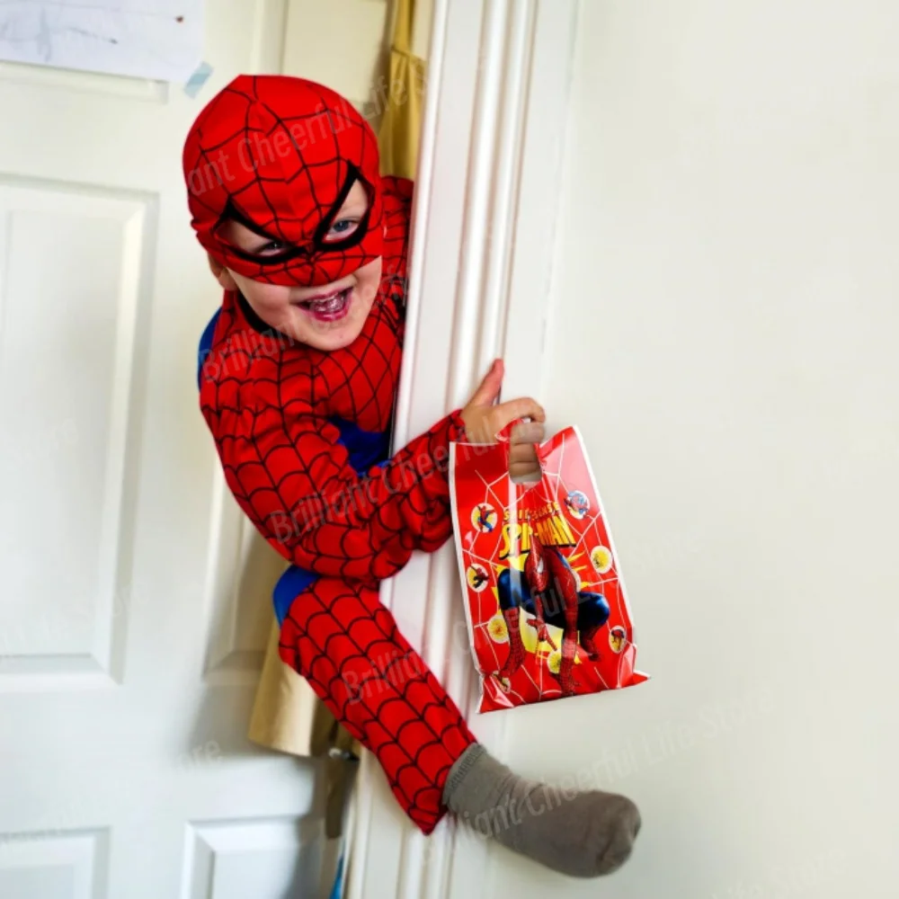 10/20/30Pcs Spiderman Party Gift Bags Spider Theme Plastics Candy Bag Boy Loot Bag for Kids Birthday Party Favors Supplies Decor