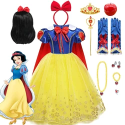 Disney Kids Girl Dress Snow White Fancy Dresses Children Party Cosplay Princess Costume Bow Patchwork Role Playing Frocks Outfit