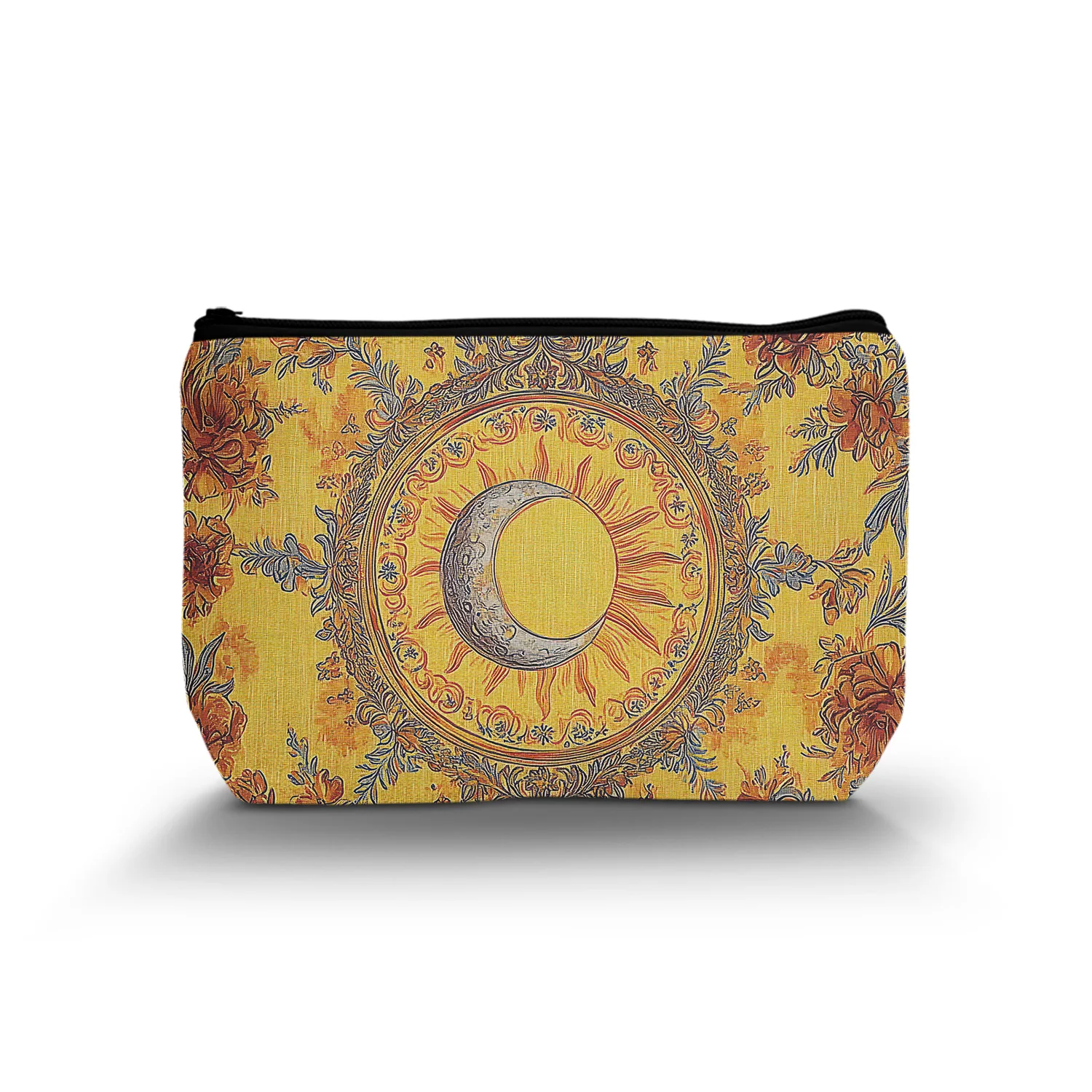 1Pc Boho Makeup Bag Boho Cosmetic Bag Sun And Moon Makeup Bag Hippie Flower Pouch Floral Cosmetic Bag Boho Gifts For Women