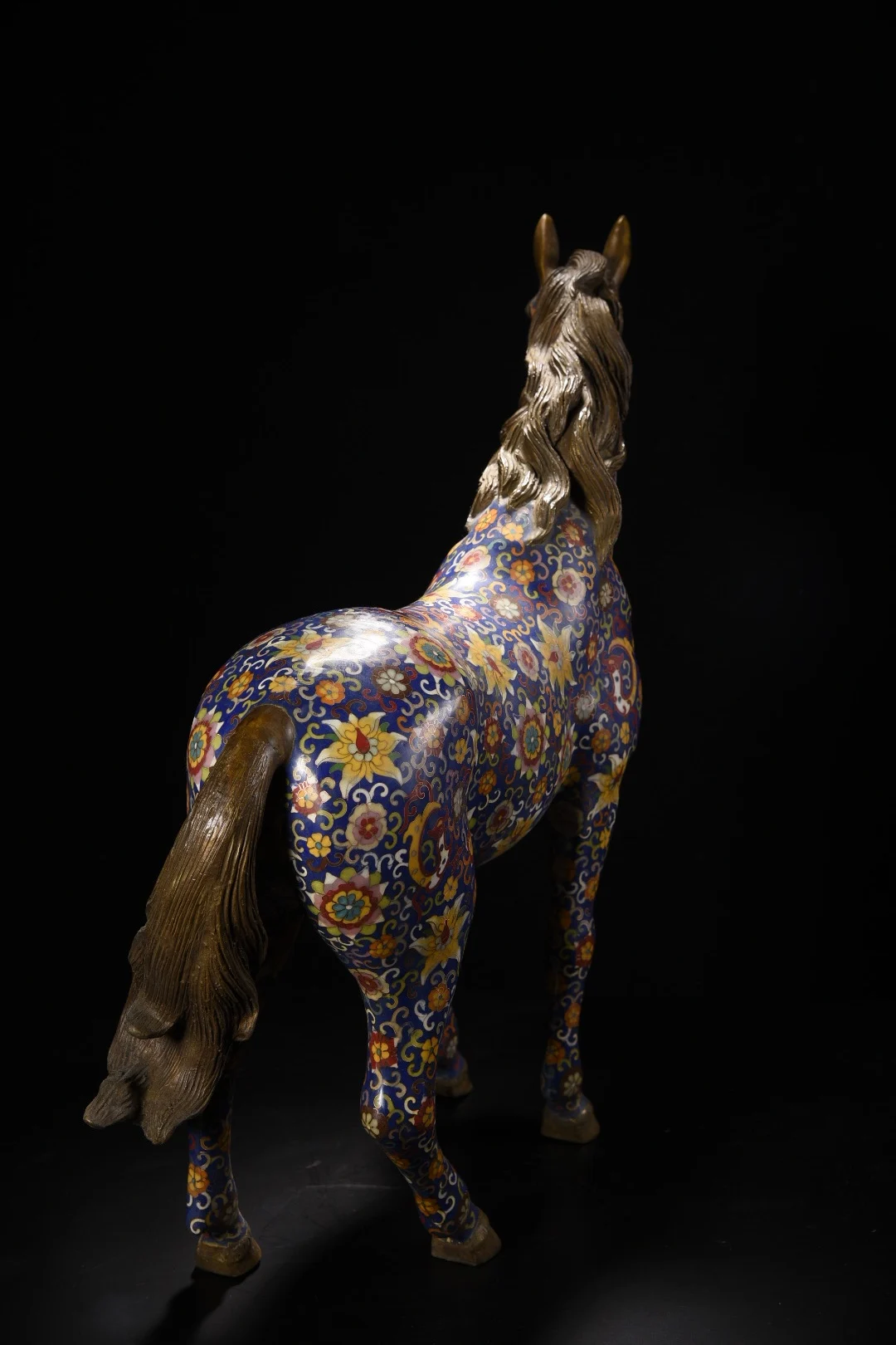 

28"Old Xizang Folk Collection Old Bronze Cloisonne Enamel Zodiac Horse Statue Warhorse Immediate success Amass wealth Ornaments