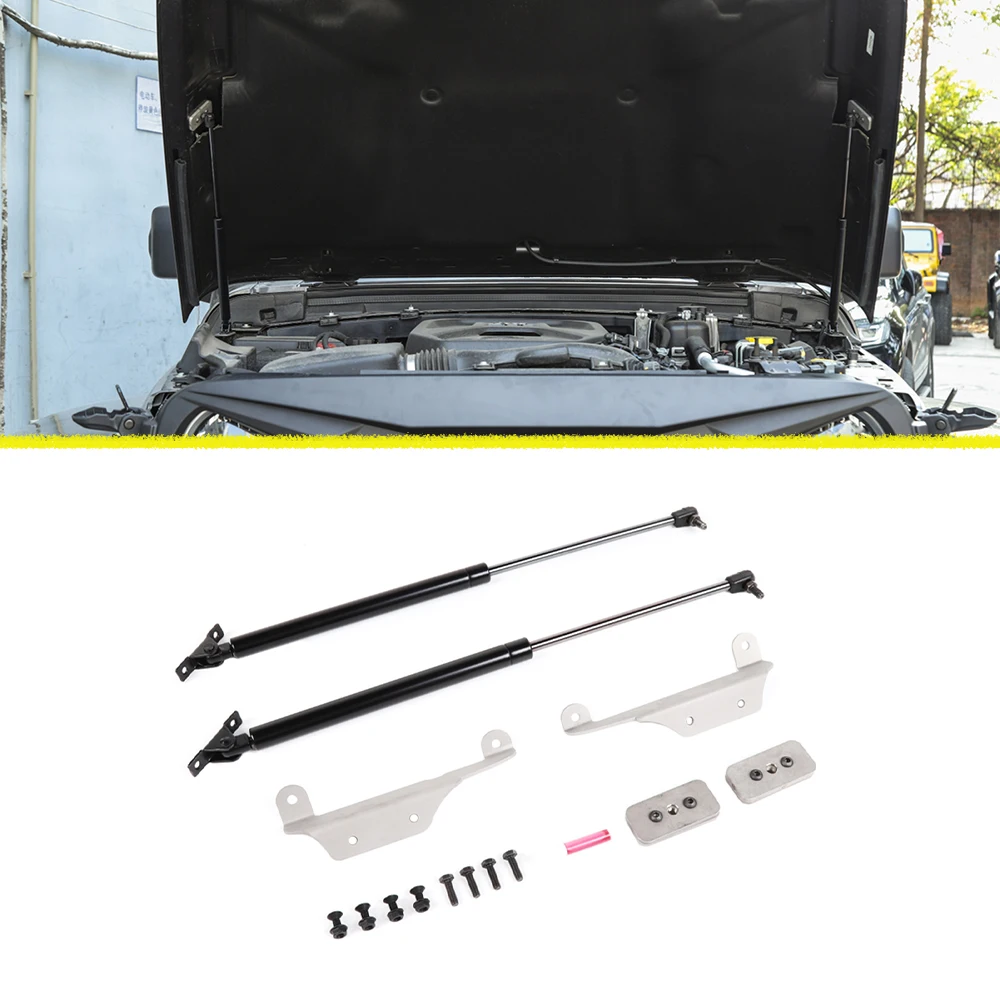 

Hood Support Rod Header Hydraulic Rods Black Car Accessories for Jeep Wrangler JL Gladiator JT 2018 2019 2020 2021 2022 2023