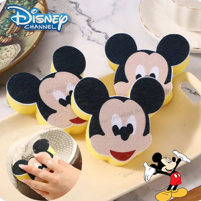 Disney Mickey Mouse Dishwashing Cotton Cute Anime Cartoon Shape Mickey Soft Durable Sponge Cleaning Brushes Gifts for Woman