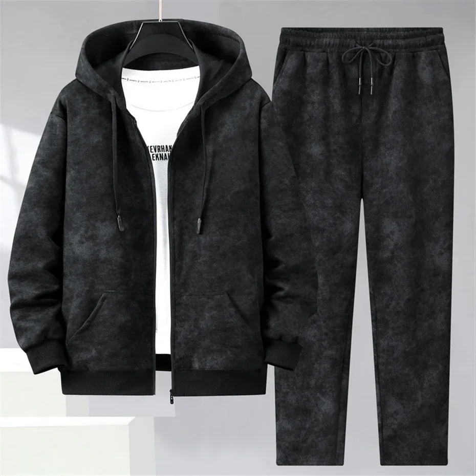 Men's Tie-dyed Sets Plus Size 11XL Zippered Hoodie Pants Male Spring Autumn Jacket Suits Fashion Casual Sets Big Size 11XL