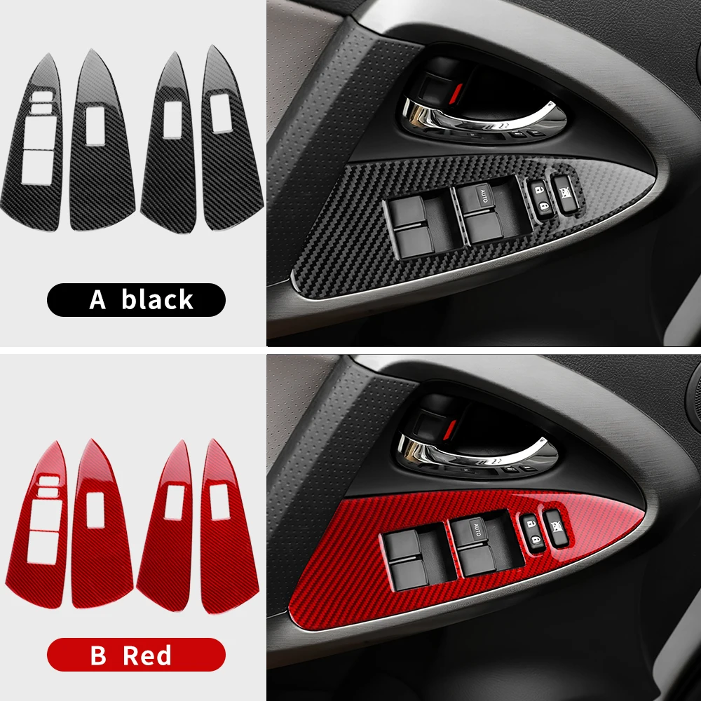 

Carbon Fiber Window Switch Panel Trim Cover for Toyota RAV4 2006-2012 Door Lift Frame Interior Decoration Accessories Upgrade