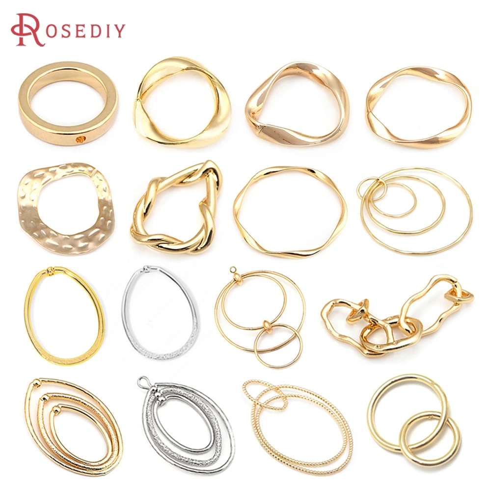 16MM 20MM 25MM 45MM 18K Gold Color Brass Twist Circle Connect Charms Pendants High Quality Jewelry Making Supplies Diy Findings