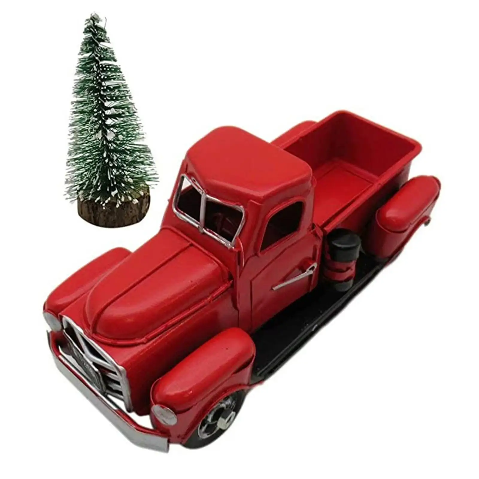 Kerst klassieke rode pick-up met boom tafelblad huisornament voor Kerstmis