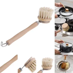 Bamboo Kitchen Cleaning Brush Natural Dishes Pots Pans Sink Washing Brush Eco-friendly Clean Scrubber Brush Cleaner