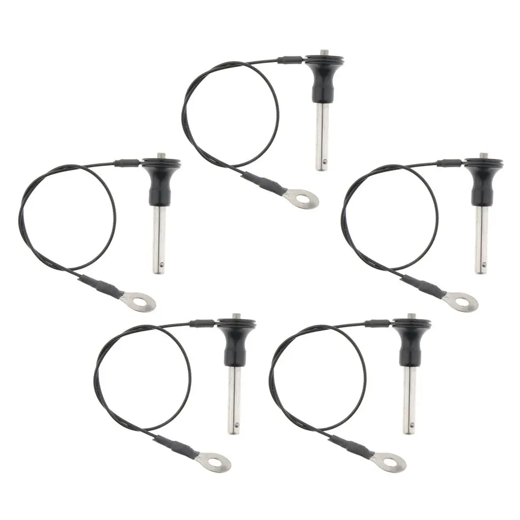 Push Button Quick Release Pin 8mm Diameter Marine Grade Stainless Steel Ball Lock Fastener Pin with Safety Wire Lanyard