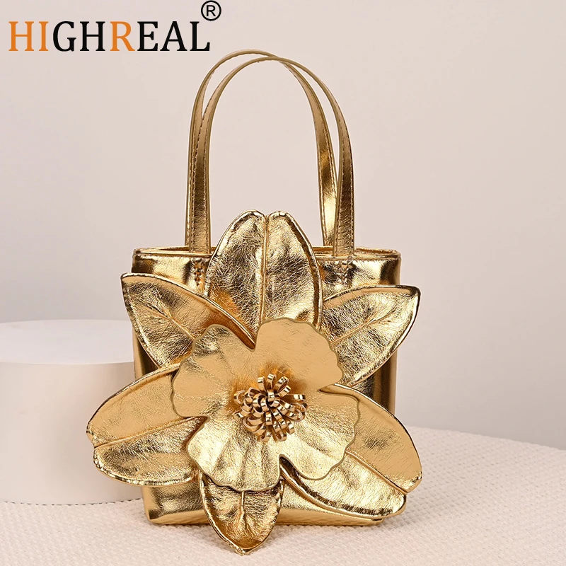 

3D Floral Soft PU Leather Women Bucket Handbag Wedding Purse Dress Party Evening Bridal Clutch Bag
