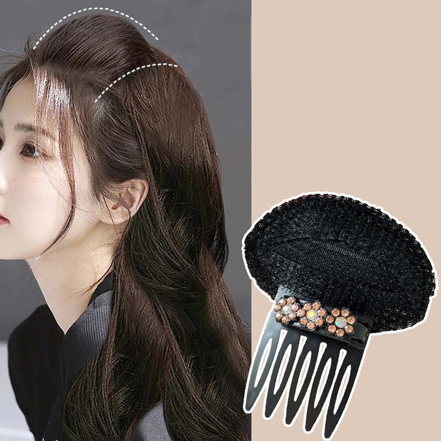 1 PC Front Hair Fluffy Sticker Hair Pad Hair Device Bangs Fluffy Insert Comb Pad Hair Hair Comb Head Top Hair Increase Hairpin