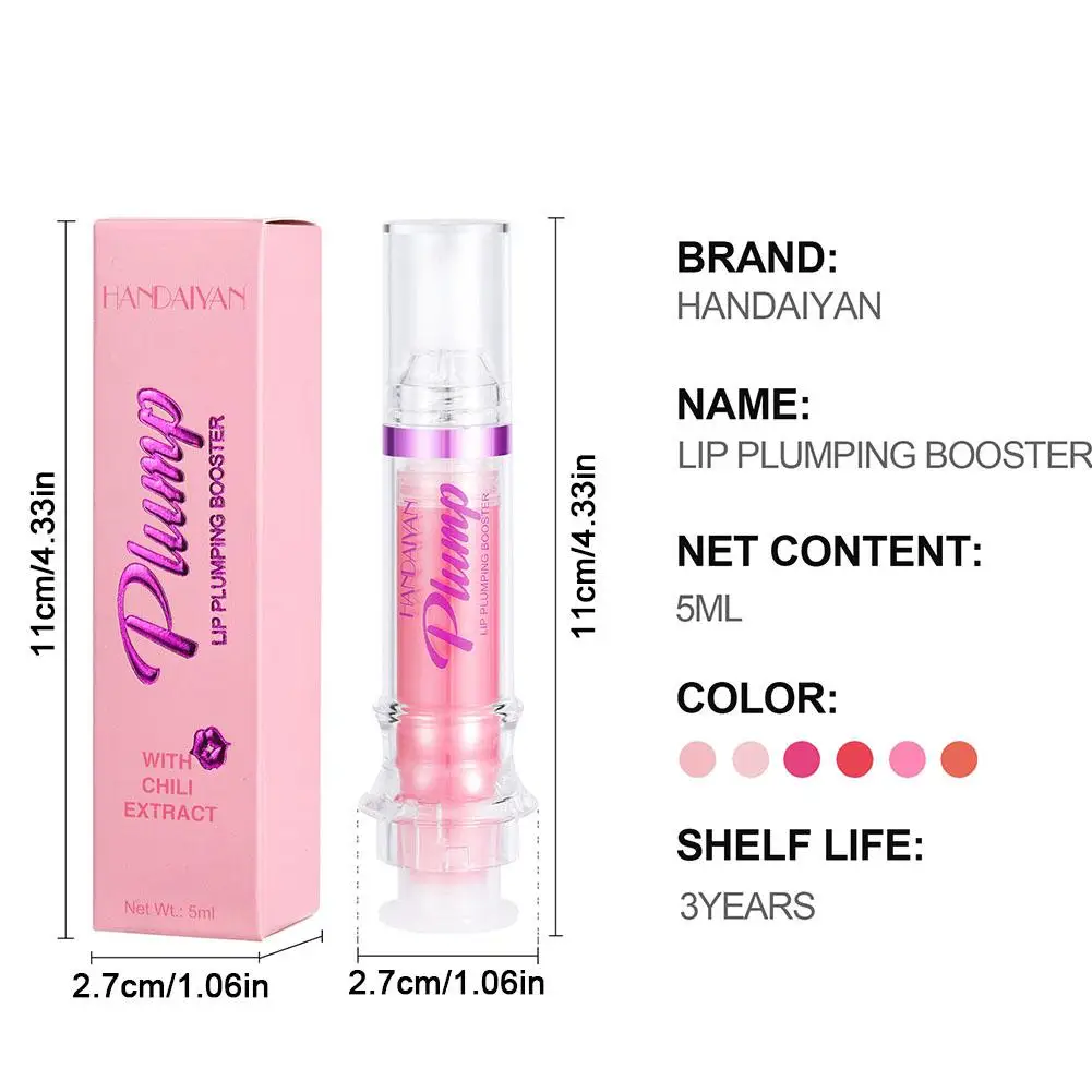 HANDAIYAN Lip Plumping Booster Gloss, Plumper Olhando Lábios, Extremo Cristal Volume Lip Oil, High Shine, Plumper Oil