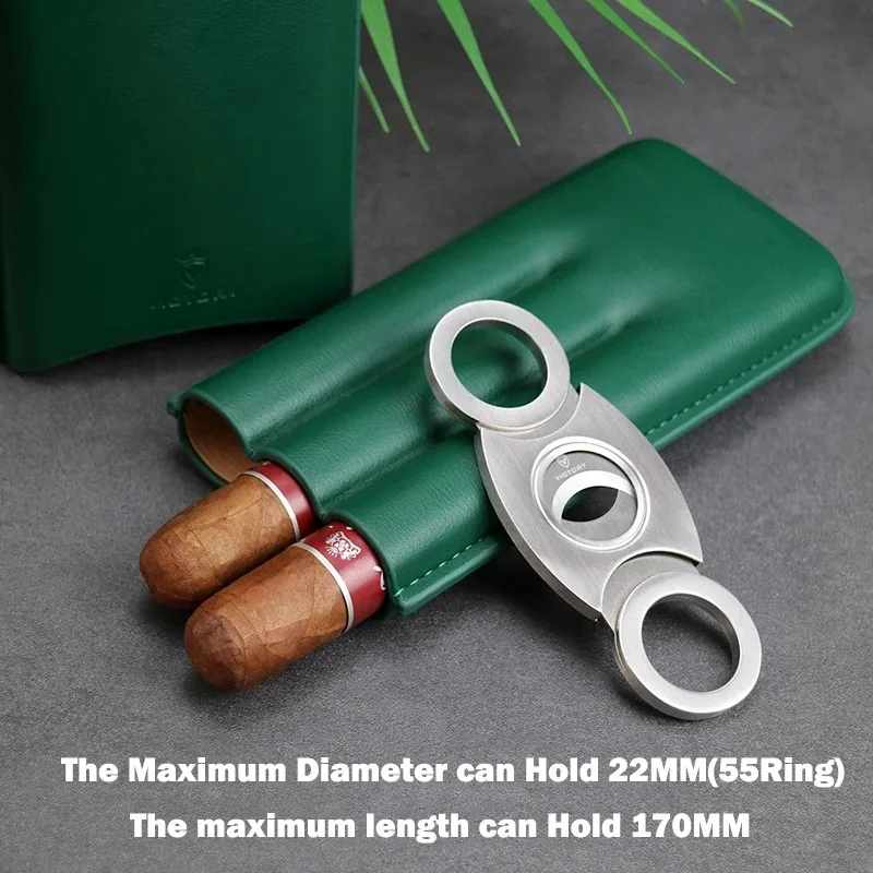 New 3 Slots Cigar Case Set Portable Humidor Box Stainless Steel Cigar Cutter Travel Smoking Cigarette Storage Accessories