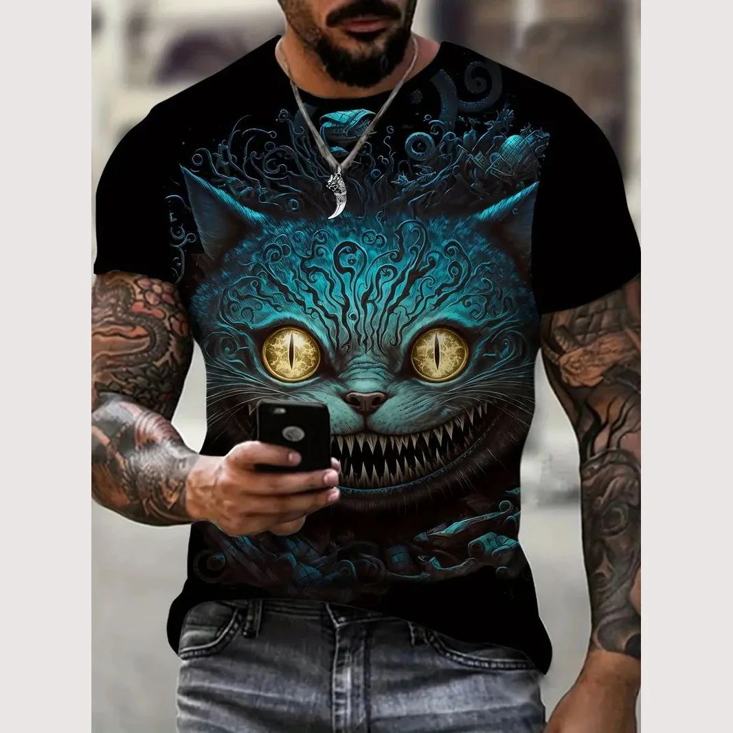 Summer Animal T Shirt For Men 3d Cat Pattern Print T Shirt Casual Short Sleeve Tee Fashion Men\'s Oversized Clothing Streerwear