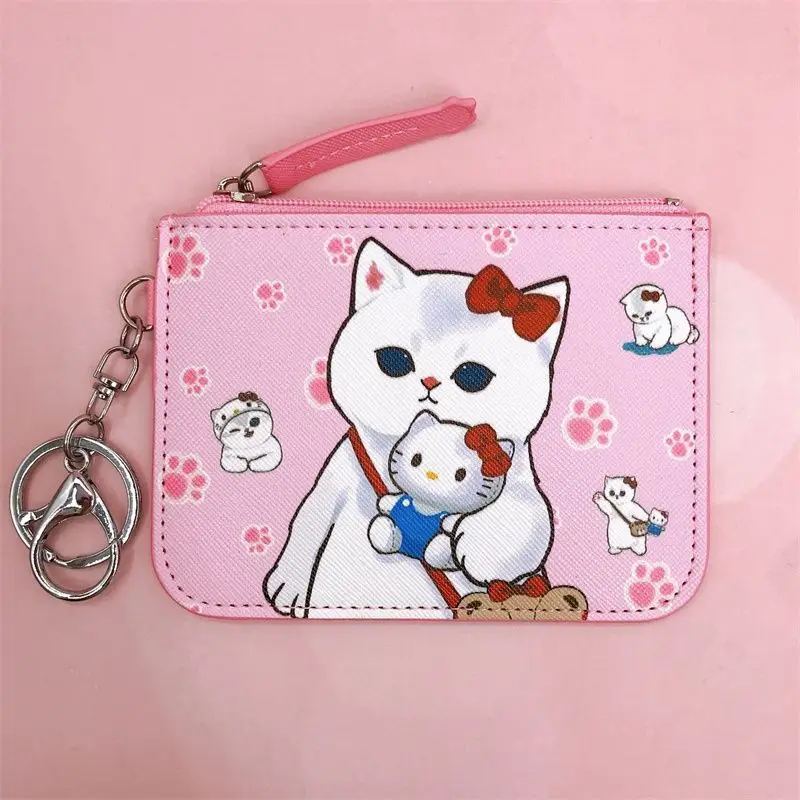 Cute Sanrio Mofusand Coin Purse Cartoon Hello Kitty Kuromi My Melody Cinnamoroll Work Id Card Holder Badge Card Case Wallet