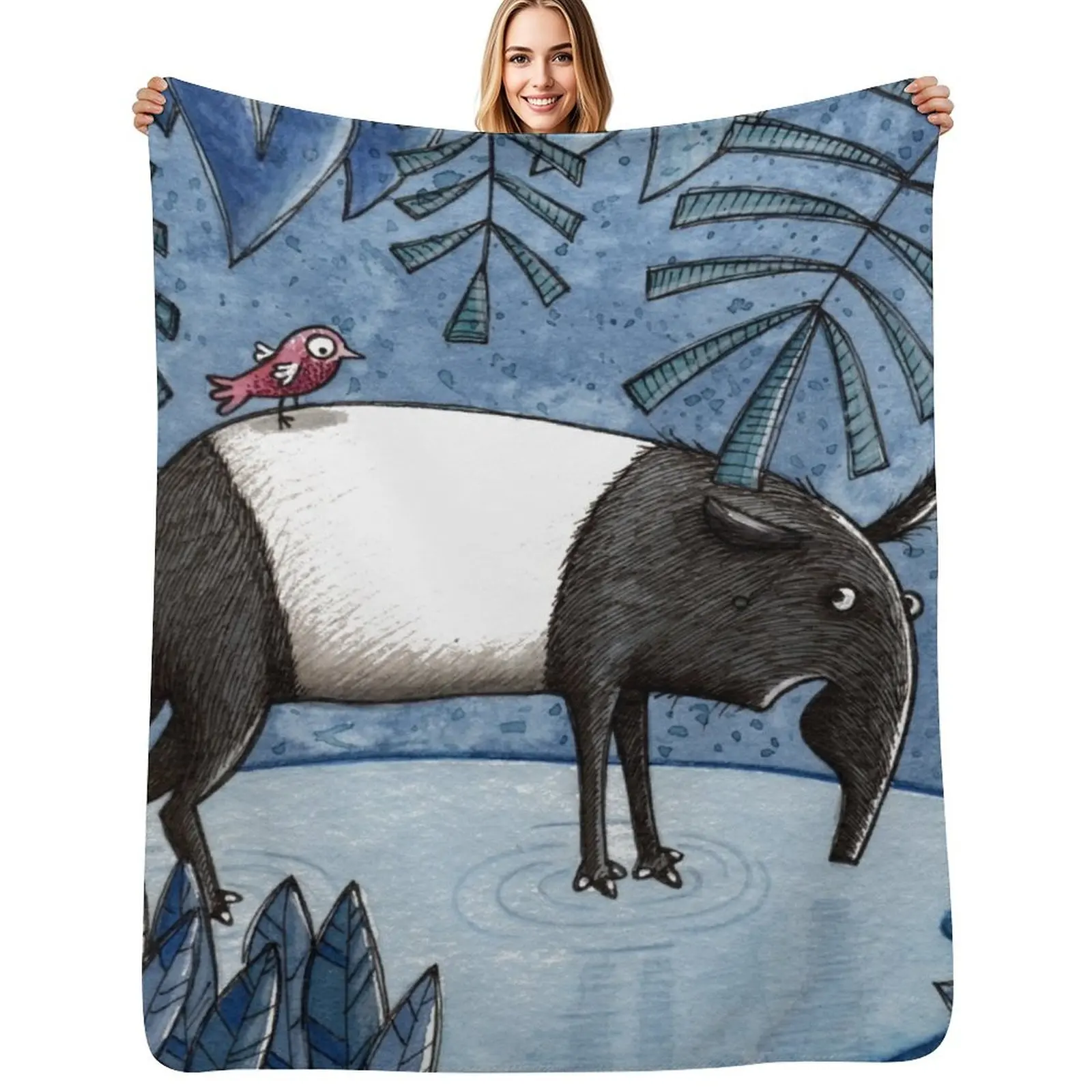 

Welcome To The Jungle - Tapir - Schabrackentapir Throw Blanket Luxury Throw Tourist Blankets