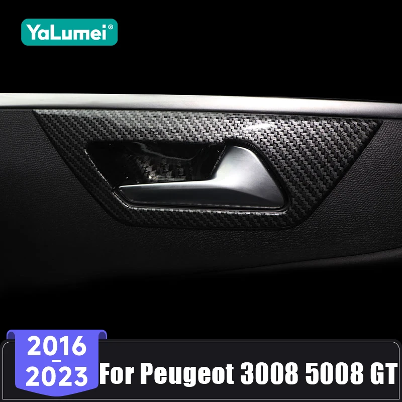 

For Peugeot 3008 5008 GT Hybrid 2016 2017 2018 2019 2020 2021 2022 2023 ABS Car Interior Door Handle Bowl Cover Trim Sticker