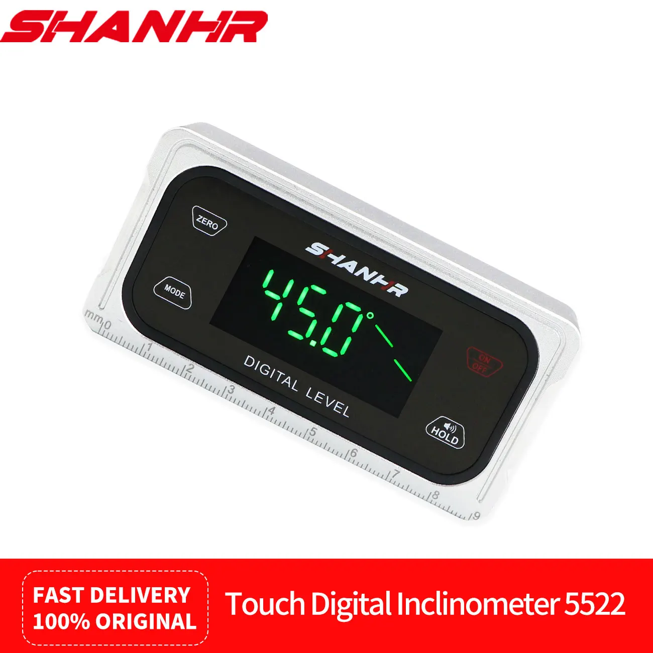 SHANHR Dual Mode Digital Level Inclinometer 3 Unit Angle Meter Buzzer Alert Single/Dual Axis High Precision Angle Gauge