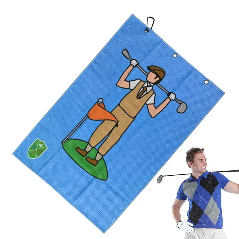 

Golf Towel For Men Breathable Towel With Carabiner Clip Funny Printed Towel Removes Sand & Dirt Fast Microfiber Towel For Men