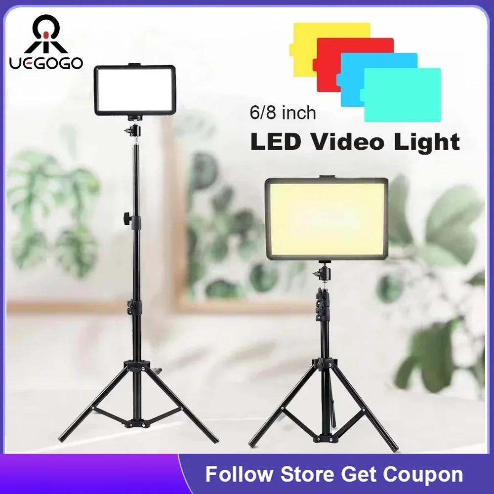 

UEGOGO 110cm Phone Tripod Stand 1.1m with LED Fill Lamp Video Light Panel RGB Filters Photography Lighting Live Stream Photo