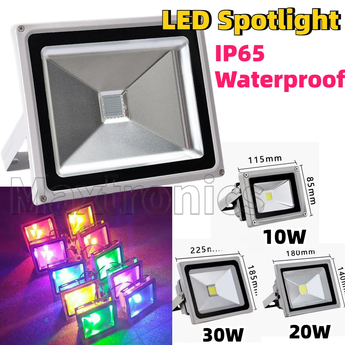 10W 20W 30W LED Flood Light Warm White/White/Yellow/RGB/Green/ IP65 Waterproof for Outdoor Garden Projector Lighting Spotlight