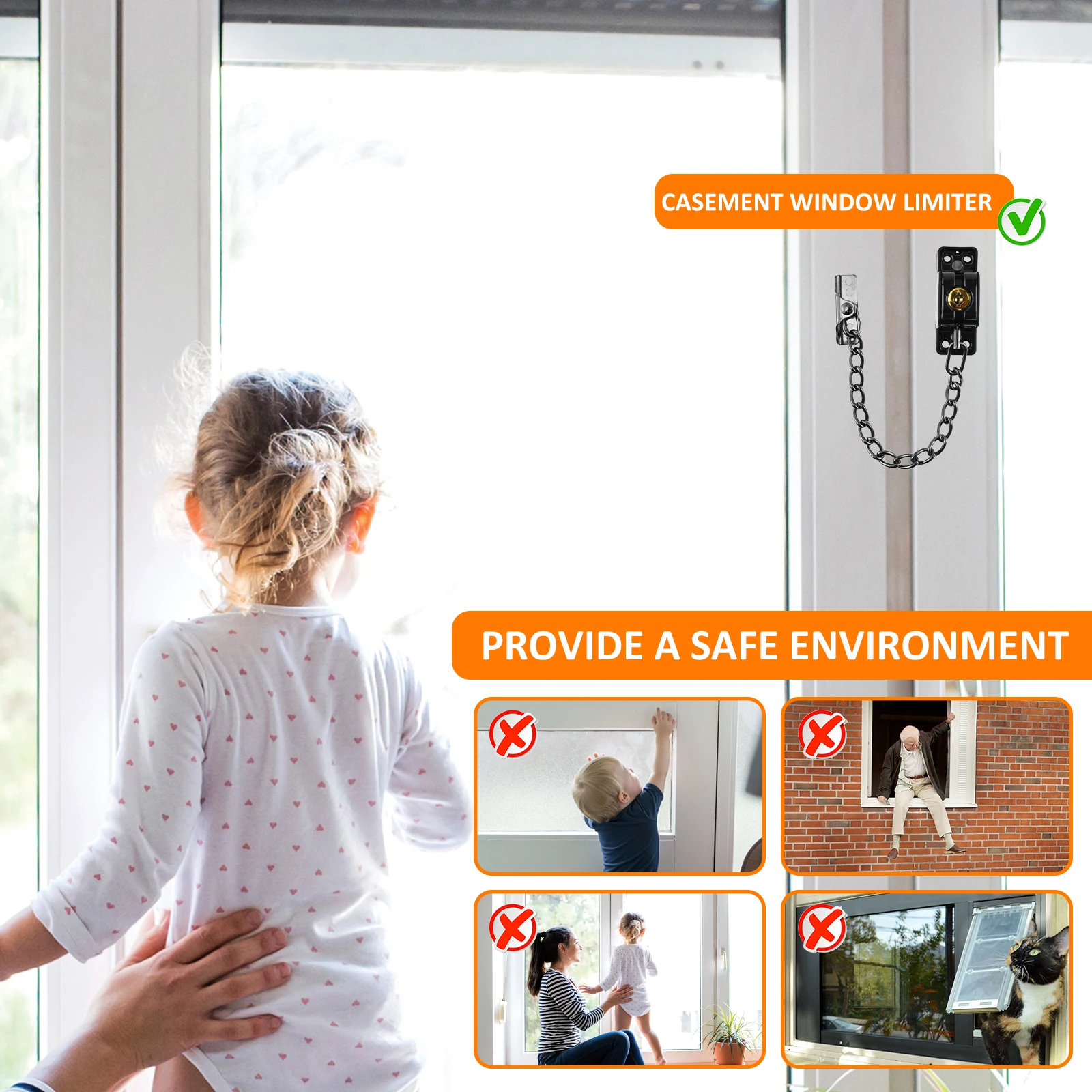 Door Chain Lock Heavy Duty Stainless Steel Chain Knits Security Door Chain Locks Multifunction Black Chain Sturdy and Enduring