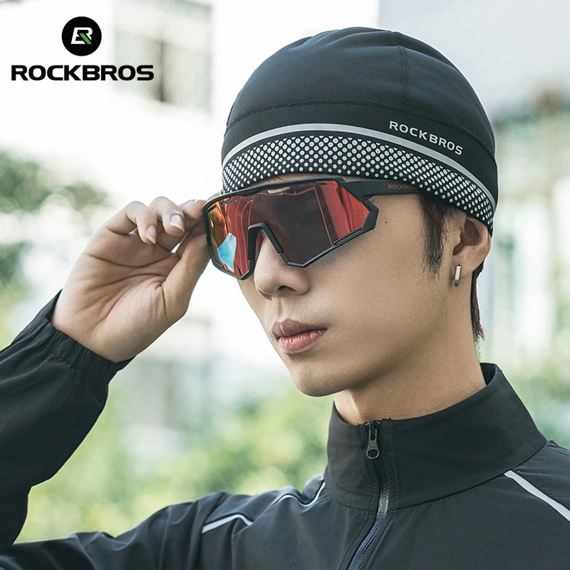 ROCKBROS Winter Warm Cycling Cap Fleece Windproof Motorcycle Hat Bike Helmet Liner Bicycle Caps Thermal Hiking Running Ski Cap