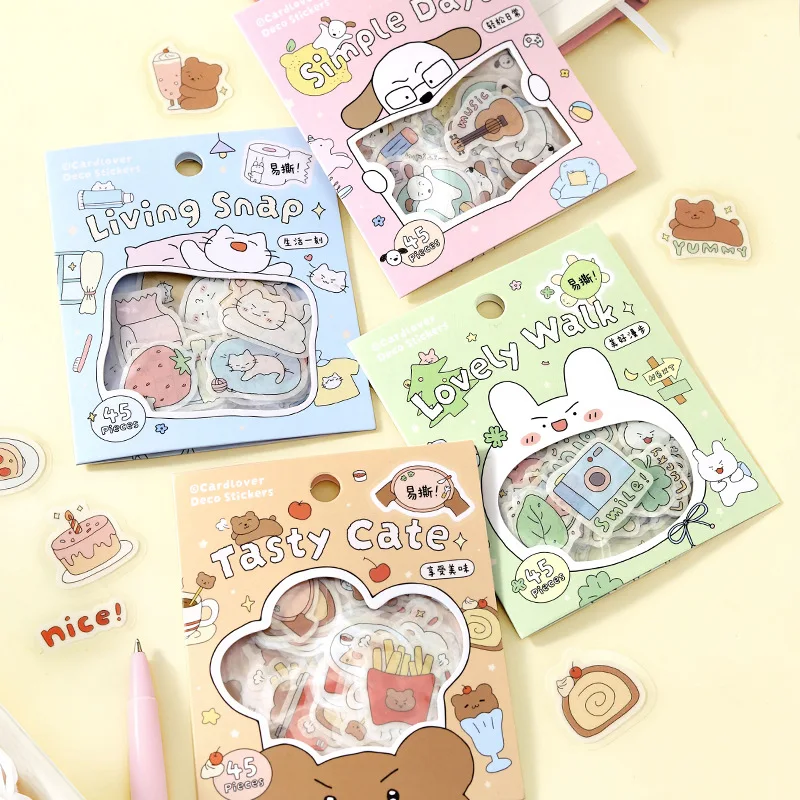 45sheets/pack Kawaii Stationery Stickers Yuanqi Xiao Daily DIY Craft Scrapbooking Album Junk Journal Happy Planner  Sticker