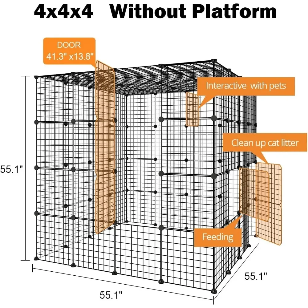Large Cat Cage Enclosures Indoor Detachable Metal Wire Kennels Playpen Kitten Crate Large Exercise Place Ideal for 1-4 Cat Cats